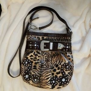 Faux leopard skin purse